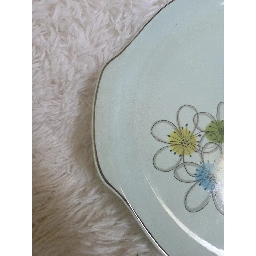 Nobility Permaware Mist 12 Inch Plater 1950s MCM Atomic Daisies
